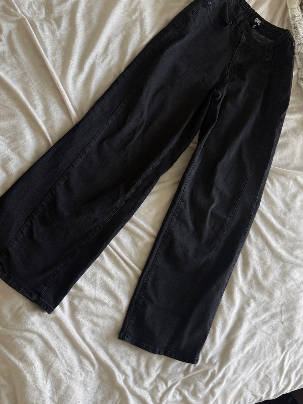 Madden NYC Black Wide Leg Jeans High Rise Stretch Denim Size M